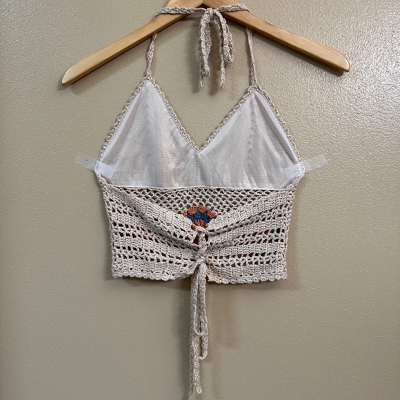 Say What? - Floral Pattern Tie Backless Halter Knit Top - Picture 2 of 3